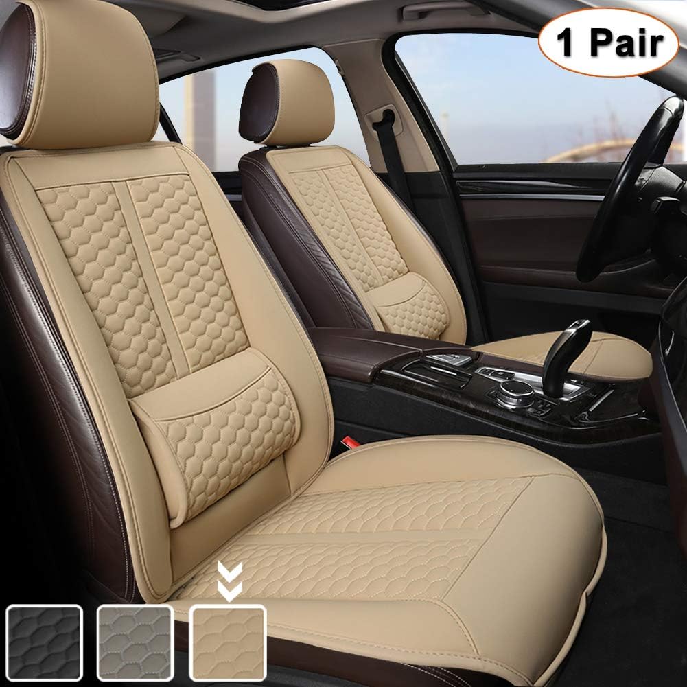 Black Car Seat Covers, 1 Pair with Lumbar Support B50418