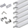 6x2m LED Strip Light Channel with Milky Cover Diffusers, End Caps and Mounting Clips A59505