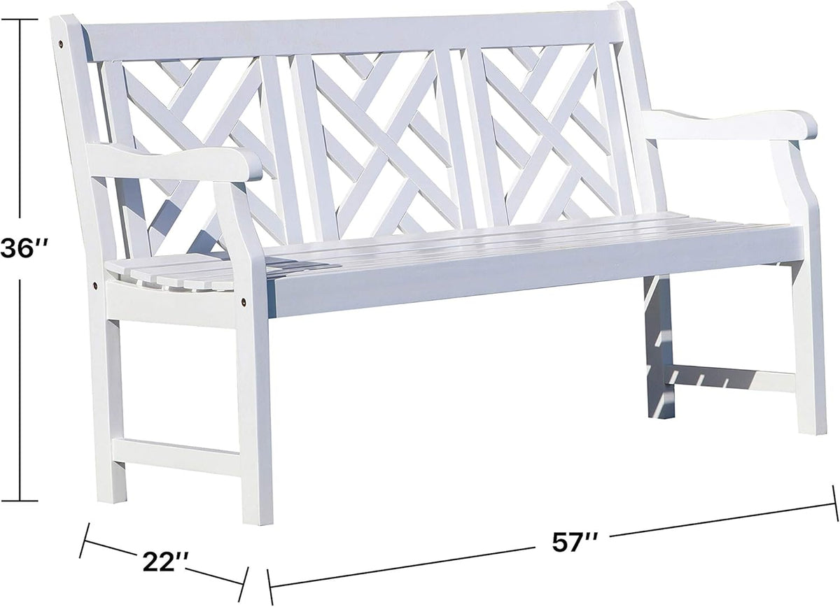 White Acacia Wooden Bench L5540