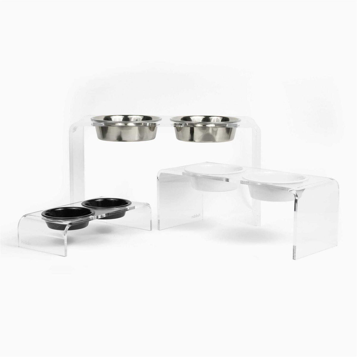 Large Clear Double Bowl Pet Feeder O309