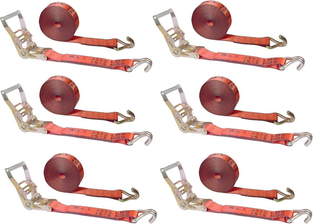 2.5 oz x 30 ft Tie Down Double Wire J Hook Ratchet Straps (Blue, 4 Pack) O7702