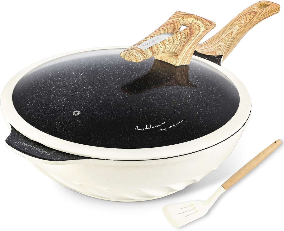 12.6 Inch Nonstick Die-cast Aluminum Wok with Lid V779199