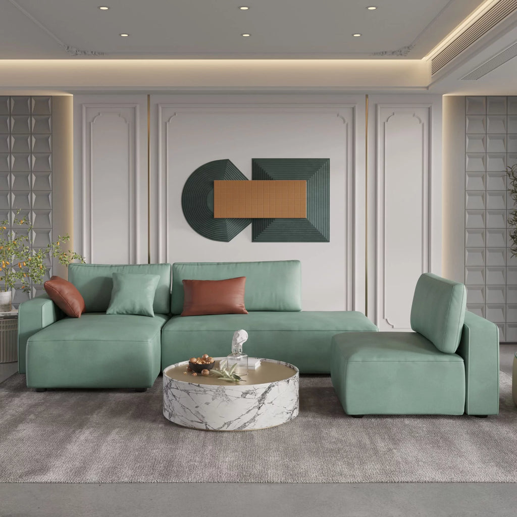 L-Shaped Leather Modular Sofa T491