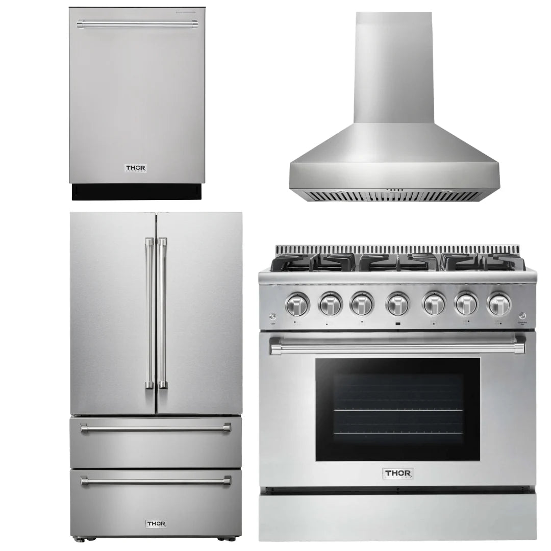 36 Propane Gas Range, Range Hood, Refrigerator, Dishwasher P418