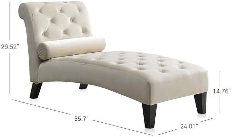 Gray Button Tufted Chaise Lounge Sofa with Hardwood Legs F8693