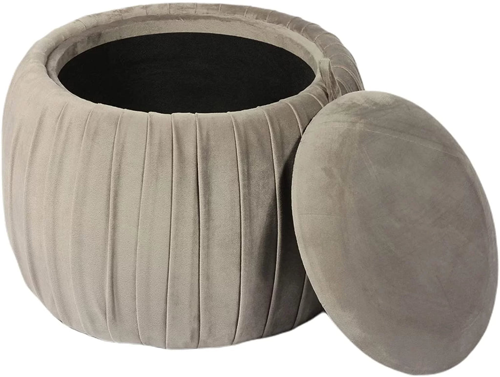 Grey Round Storage Ottoman N2021