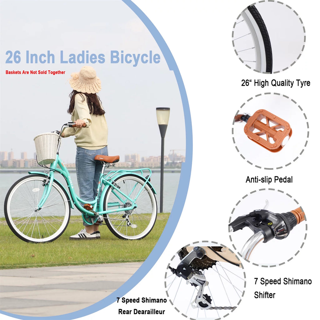 26-inch 7 Speed Pink Cruiser Bike V155855