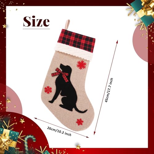 18" Burlap Plaid Christmas Stockings, Set of 4 Y946