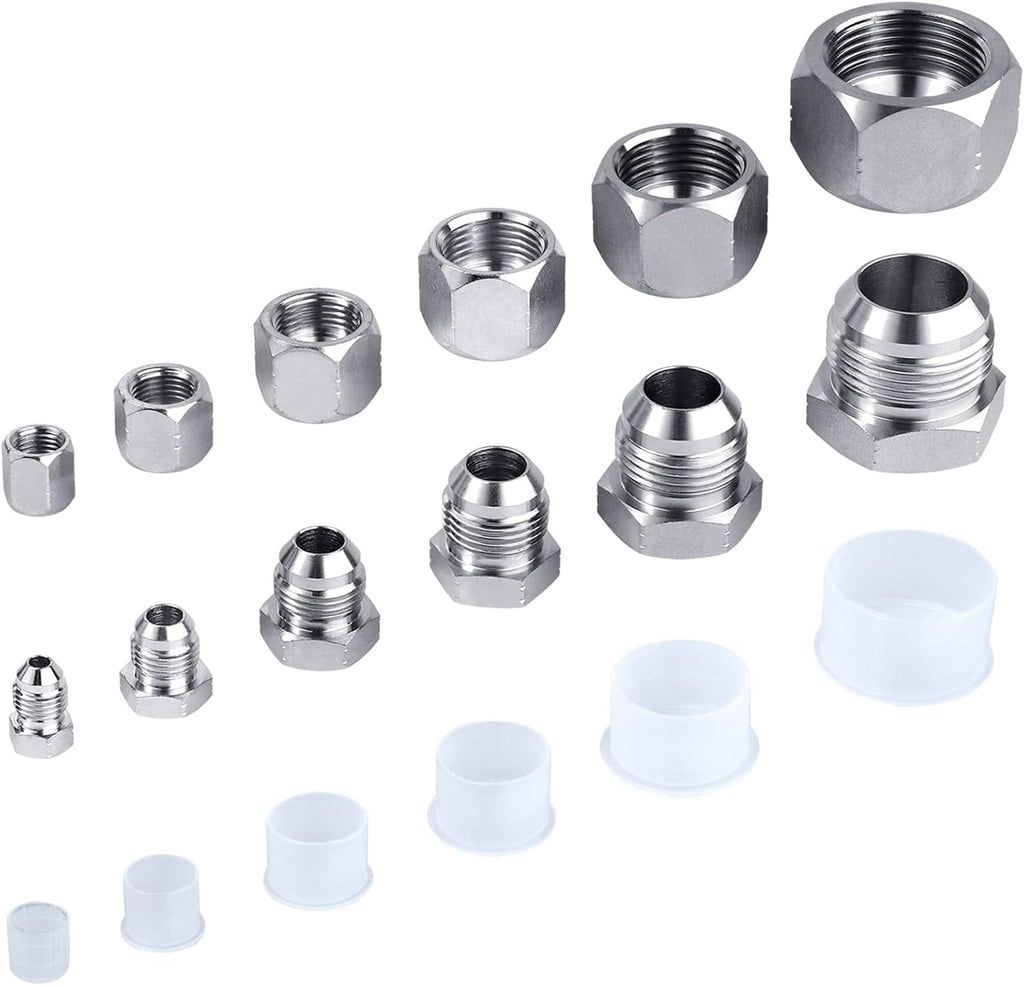 64pcs JIC 37° Flare Cap & Plug Kit, Galvanized Steel, Sizes-04 06 08 10 12 16 A344