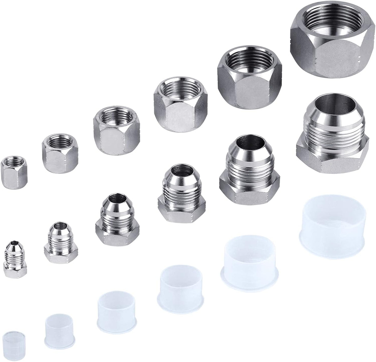 64pcs JIC 37° Flare Cap & Plug Kit, Galvanized Steel, Sizes-04 06 08 10 12 16 A344