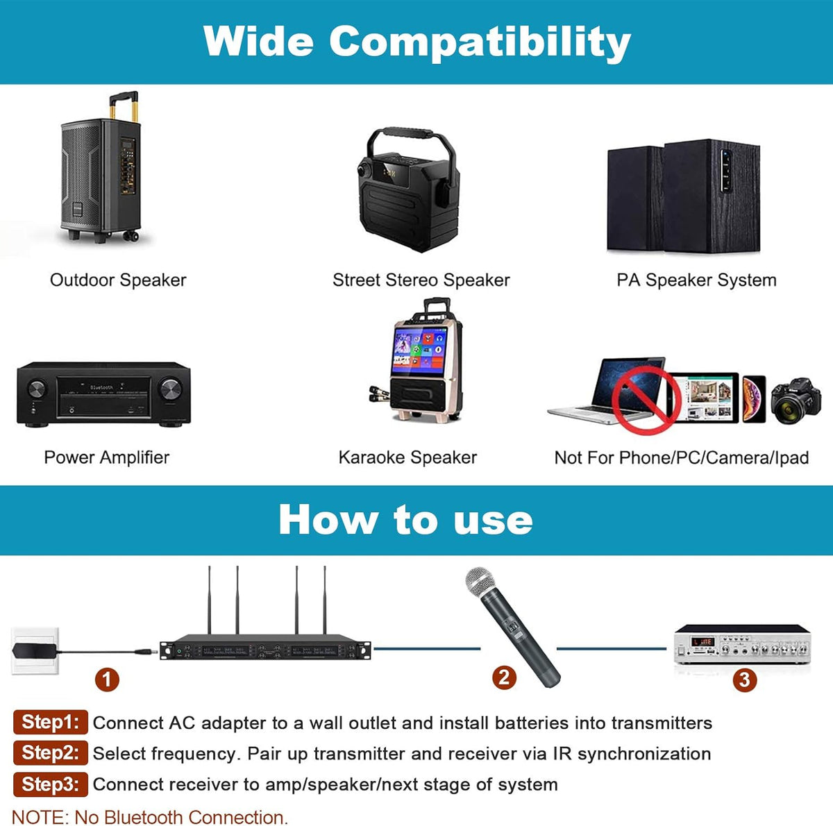 Eight-Channel Wireless Microphone System with Metal Handheld Mics C700