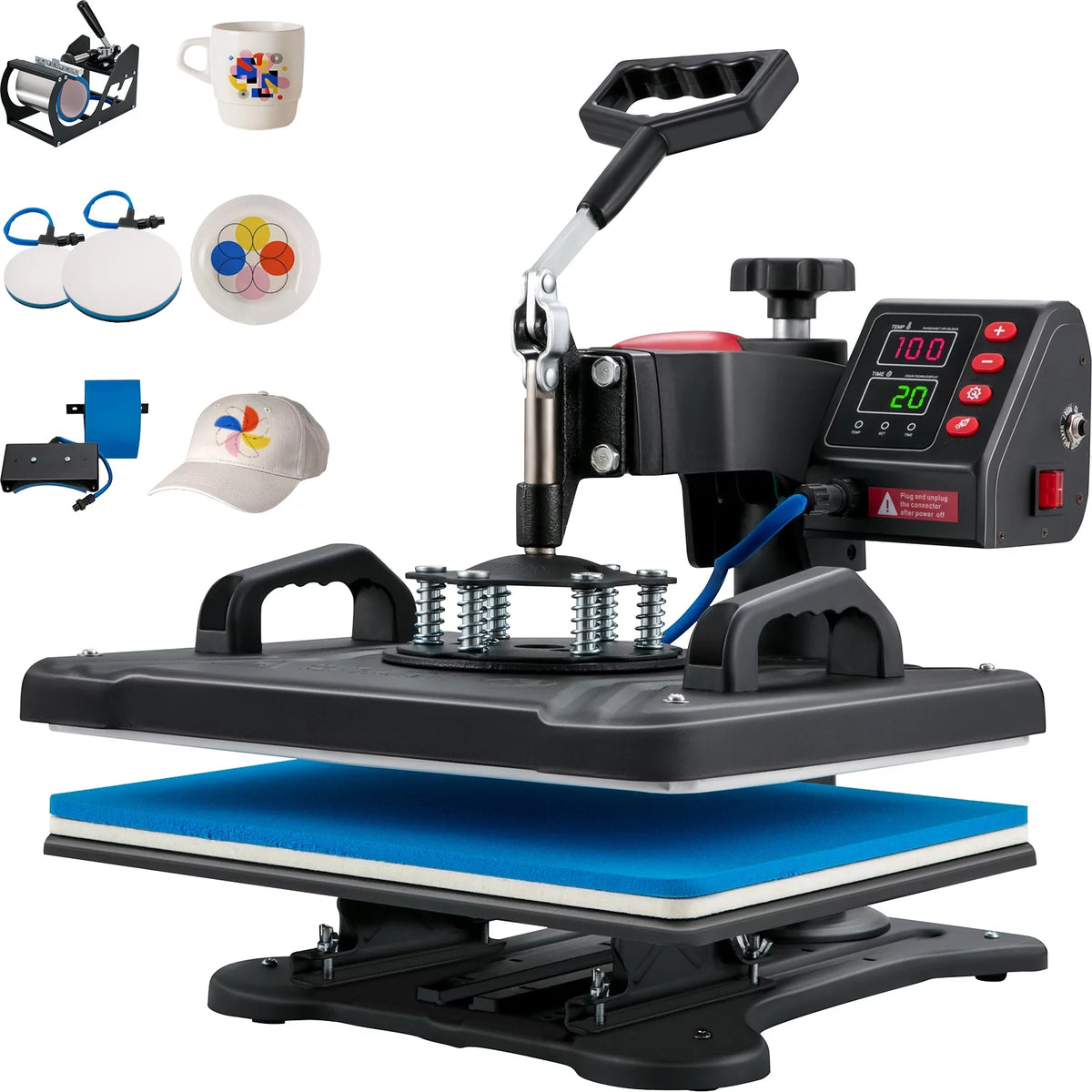 12x15inch 5IN1 Clamshell Sublimation Heat Press Machine with Teflon Coated Y705190