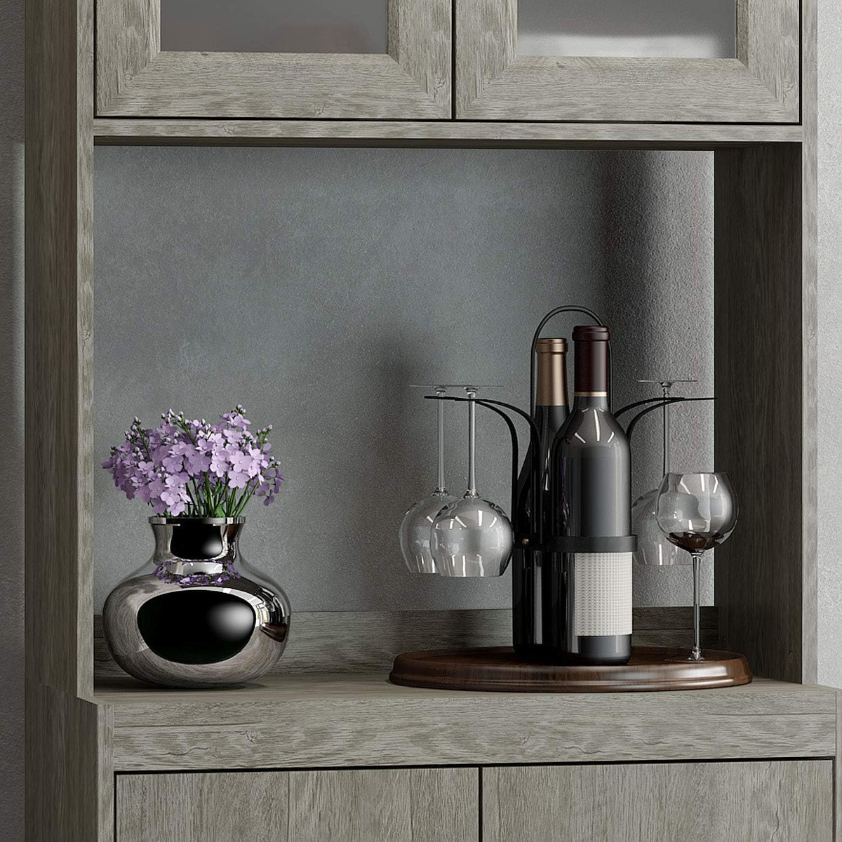 Microwave Cabinet with Double Glass Doors Z8051