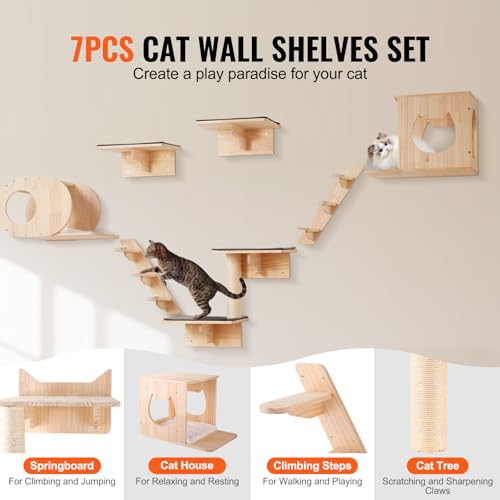 Wall Mounted Cat Shelves Set of 6 B1347