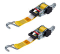 2 Pack 2" x 10' Retractable Ratchet Straps with Double J-Hook, 3,300 lbs Breaking Strength, Yellow I60430