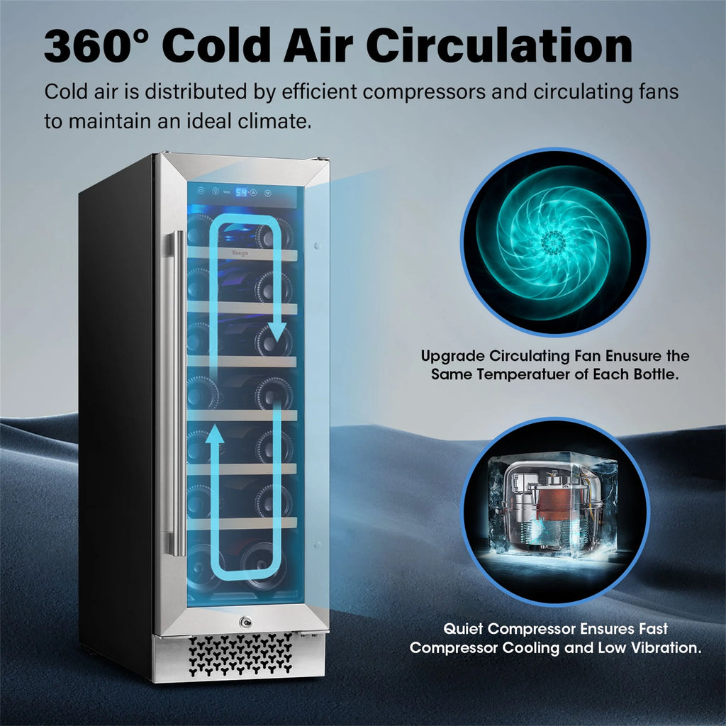 12 Bottle Compressor Wine Cooler Refrigerator with Glass Door and Safety Lock M599657