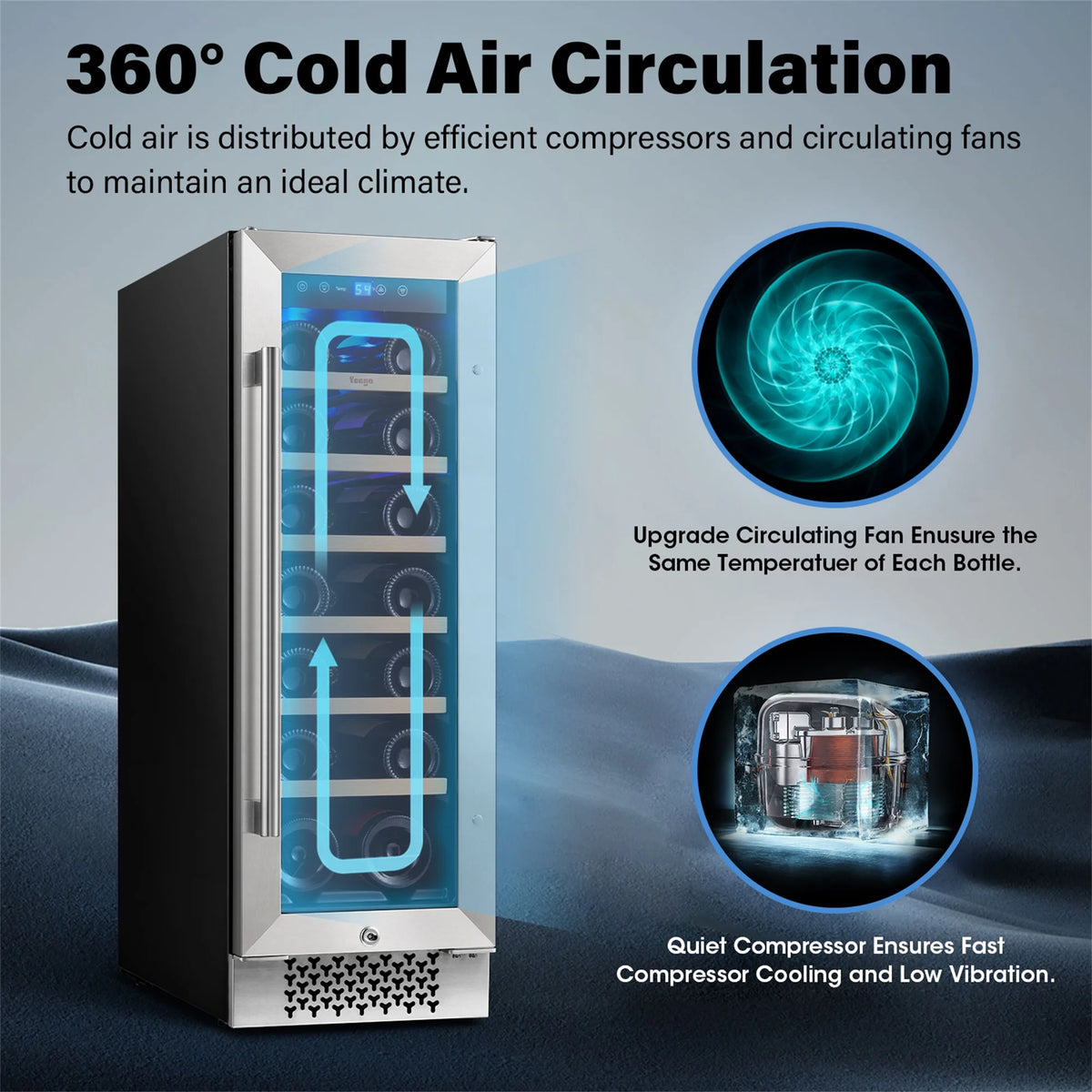 12 Bottle Compressor Wine Cooler Refrigerator with Glass Door and Safety Lock M599657