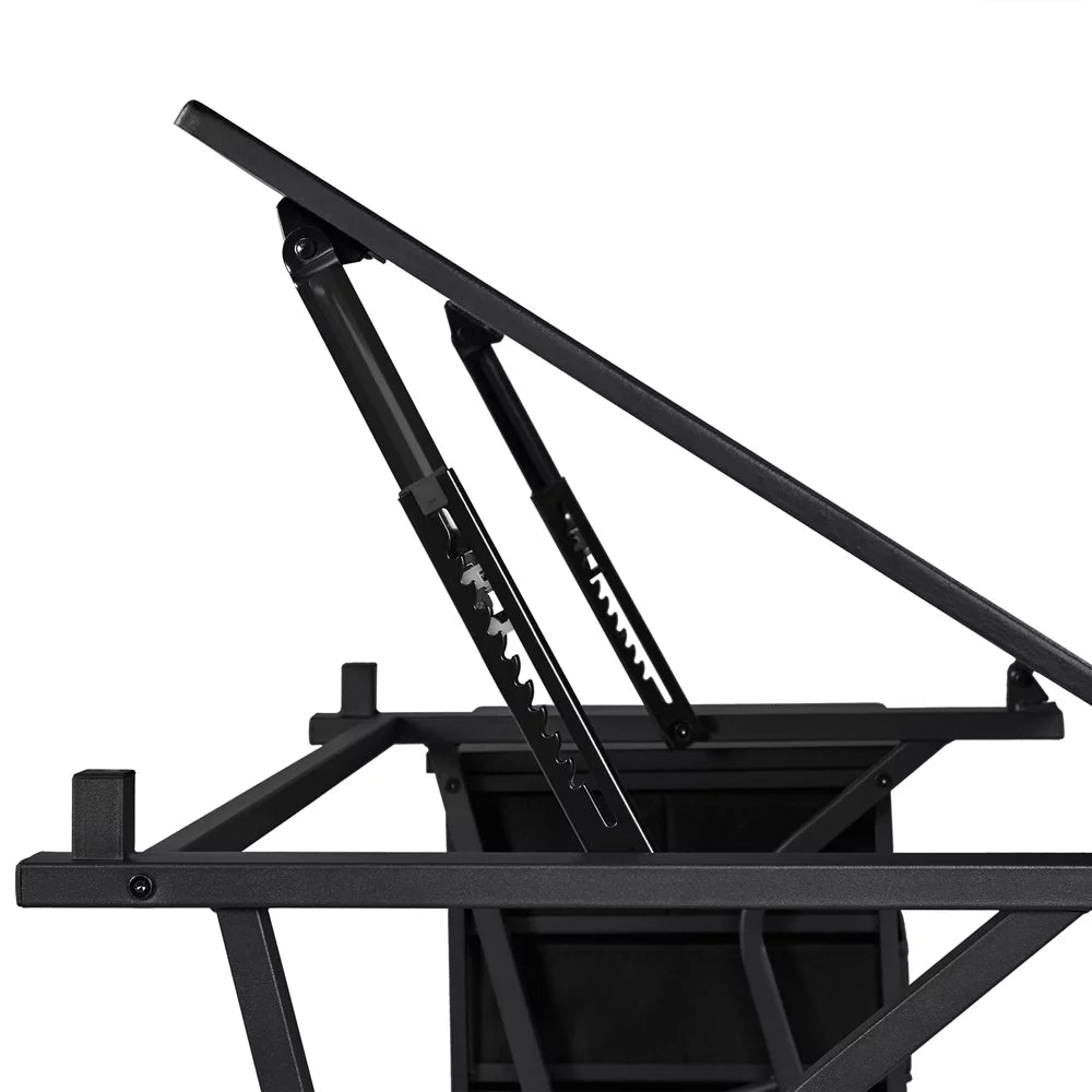 Black Adjustable Drafting Table with Storage Drawers and Stool N9808