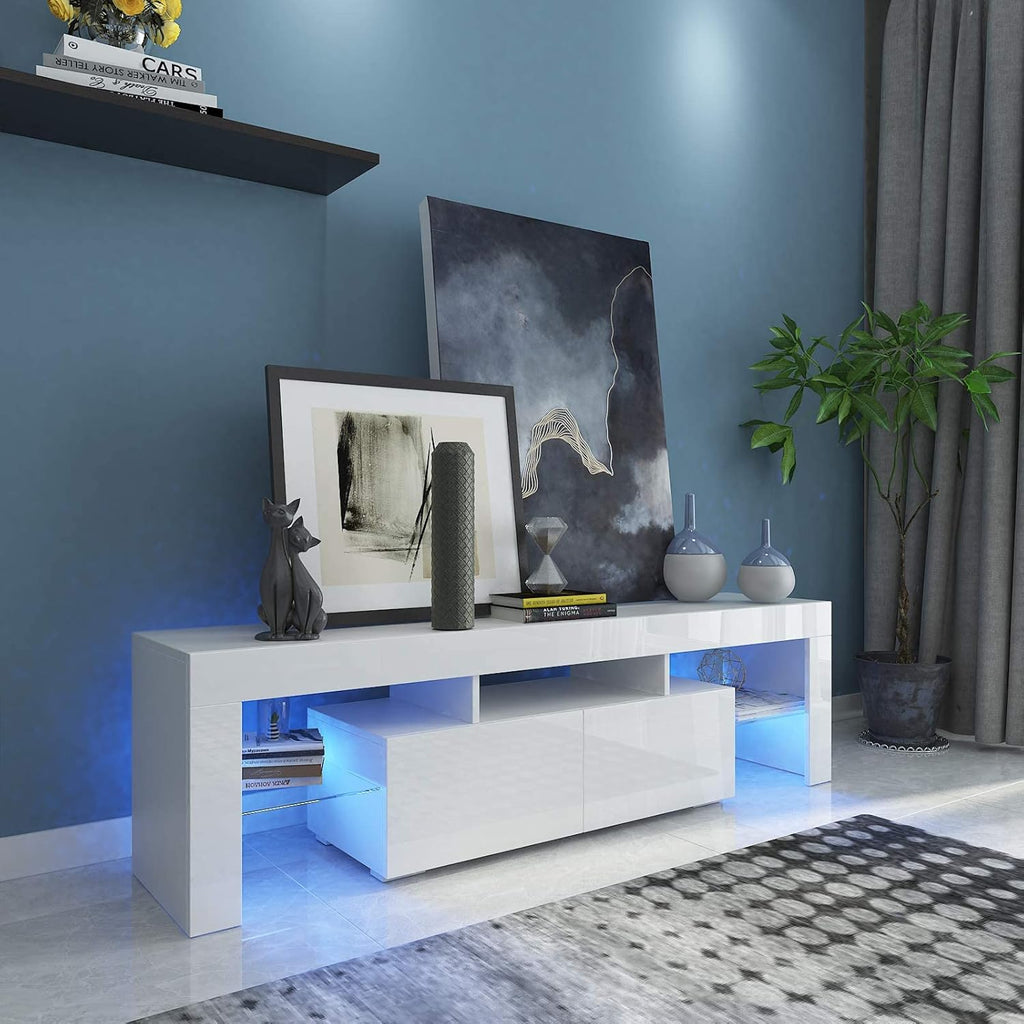 White High Gloss TV Cabinet with Storage and 2 Drawers H974853