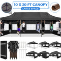10' x 30' Pop Up Canopy with 8 Removable Sidewalls, Black D151