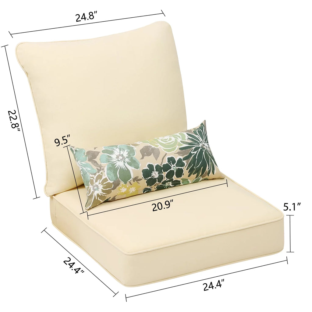 24'' x 24'' Outdoor Deep Seat Chair Cushion Set, Olefin Fabric (Set of 2 Seats, 2 Backs, 2 Pillows) D47863