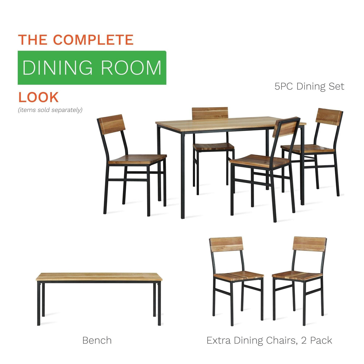 Natural Gray Wood and Metal Dining Chair (2-Pack) X220
