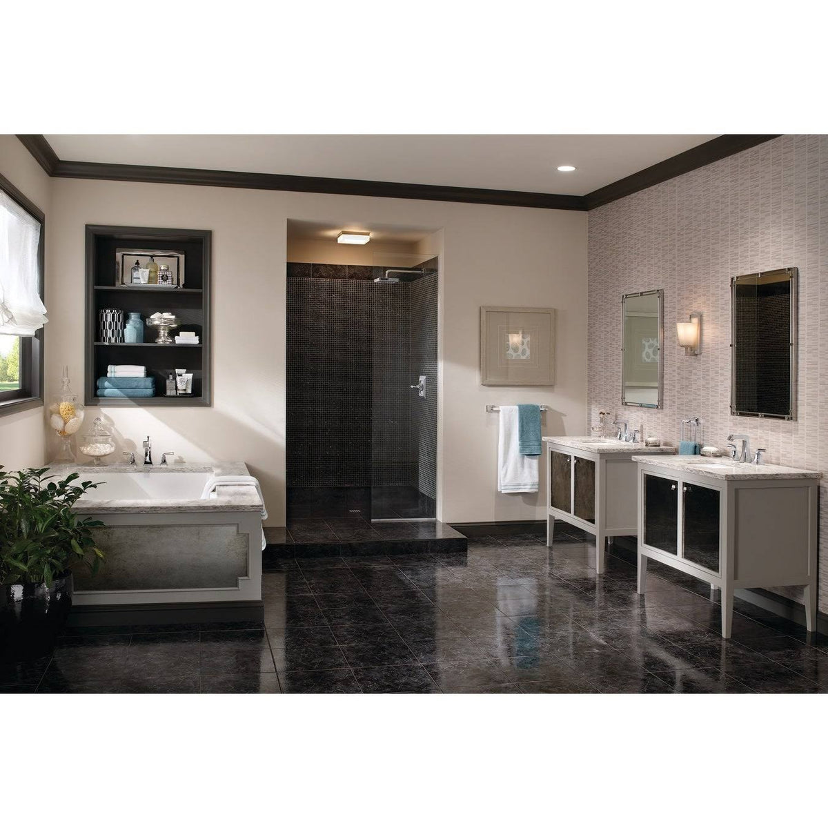 Polished Nickel Roman Tub Filler Faucet Double Handle C6997