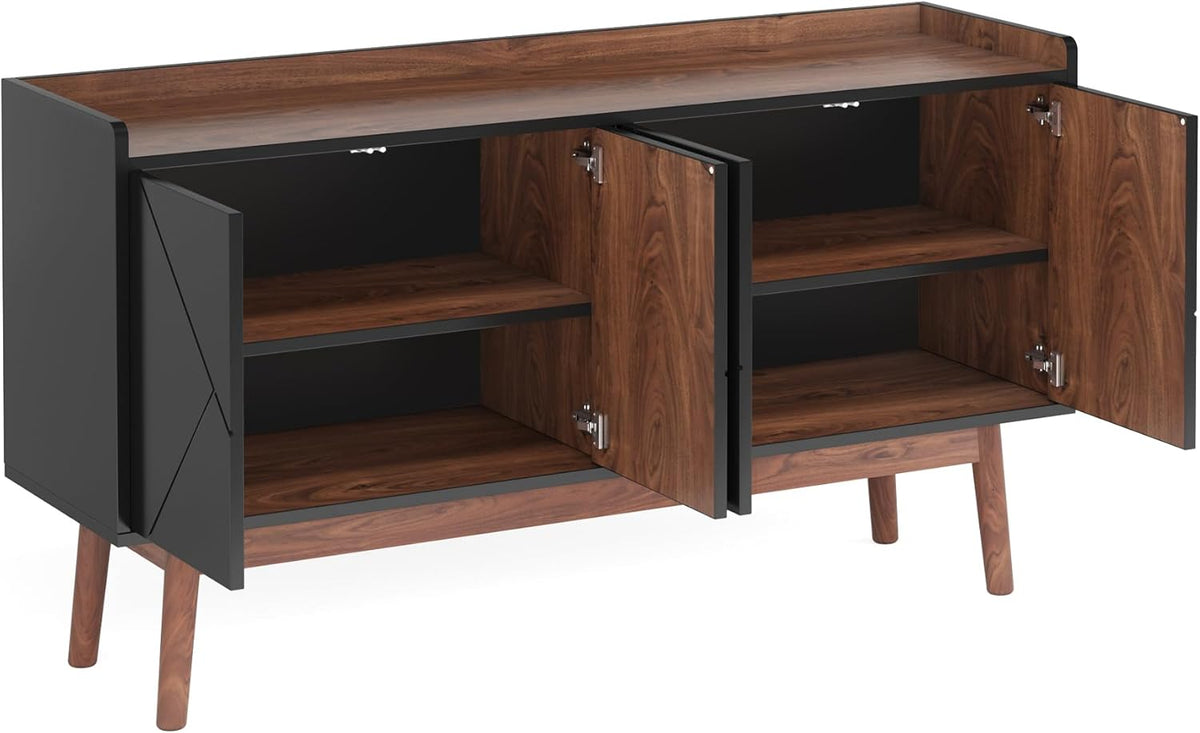 Black 55" Wood Sideboard Cabinet with Doors J71423