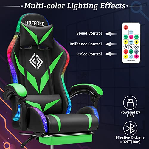 Light Green and Black Ergonomic Gaming Chair with Footrest Z25726