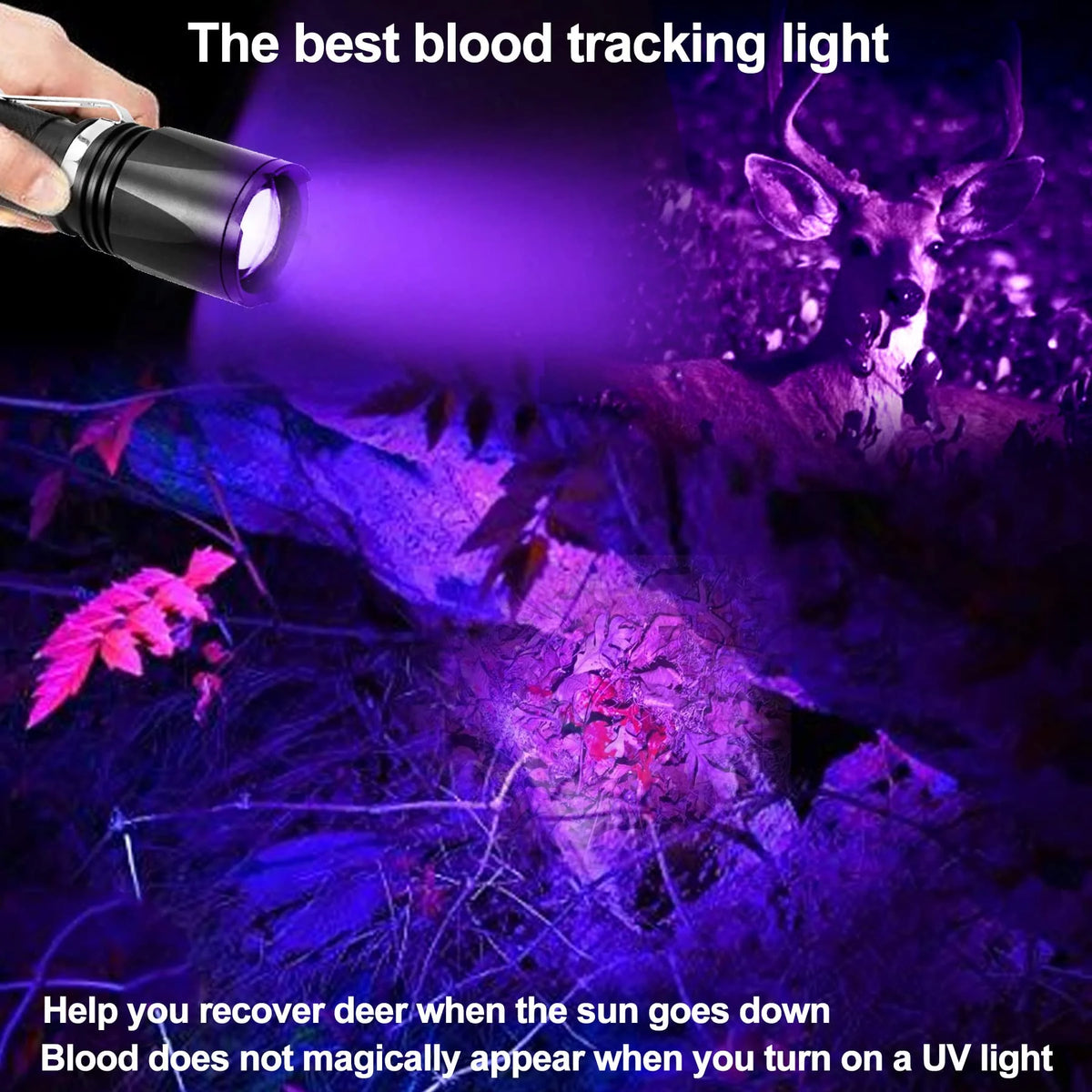 Zoomable Green Red UV Flashlight Black Light Tactical Torch E4013