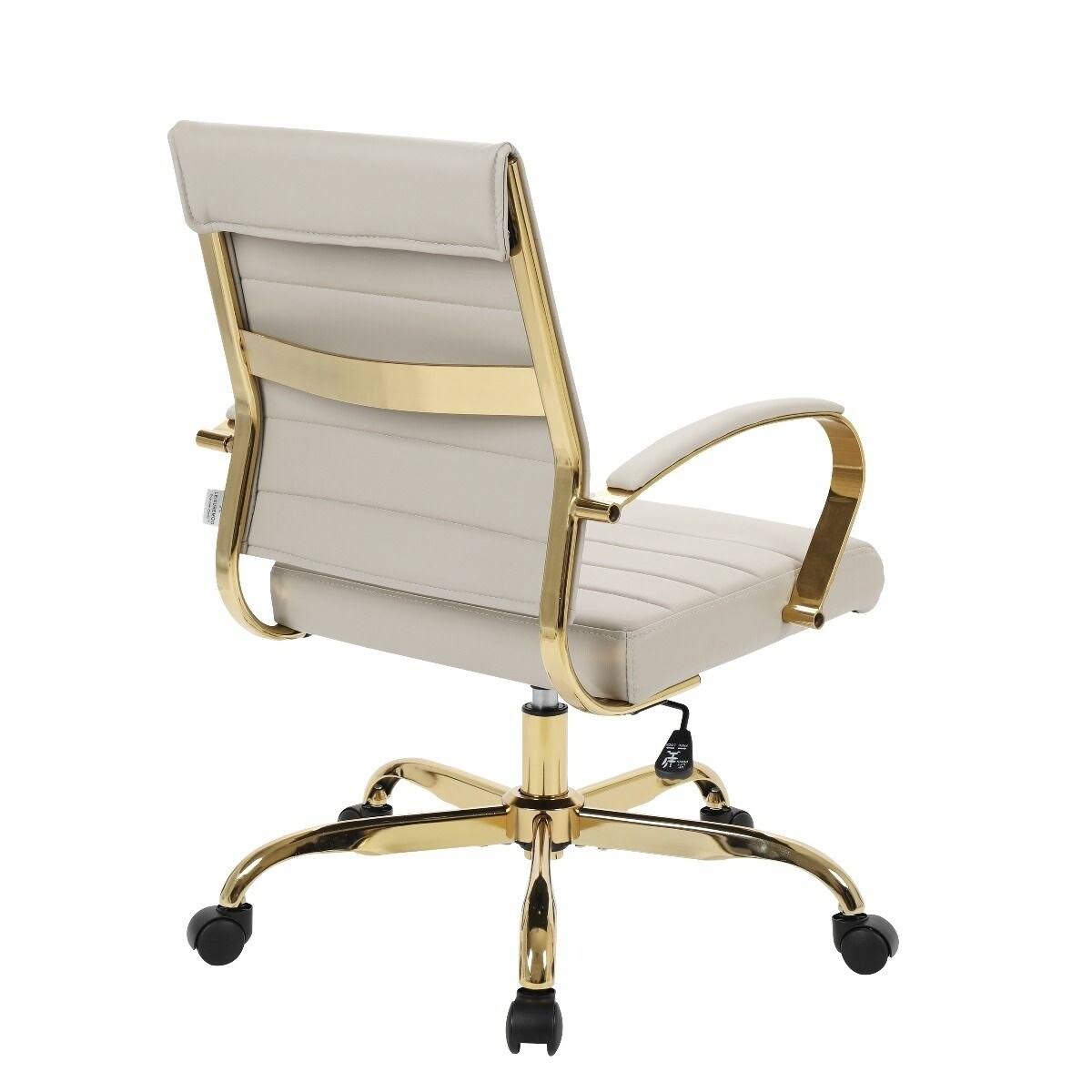 Black Leather Office Chair with Gold Frame R297876