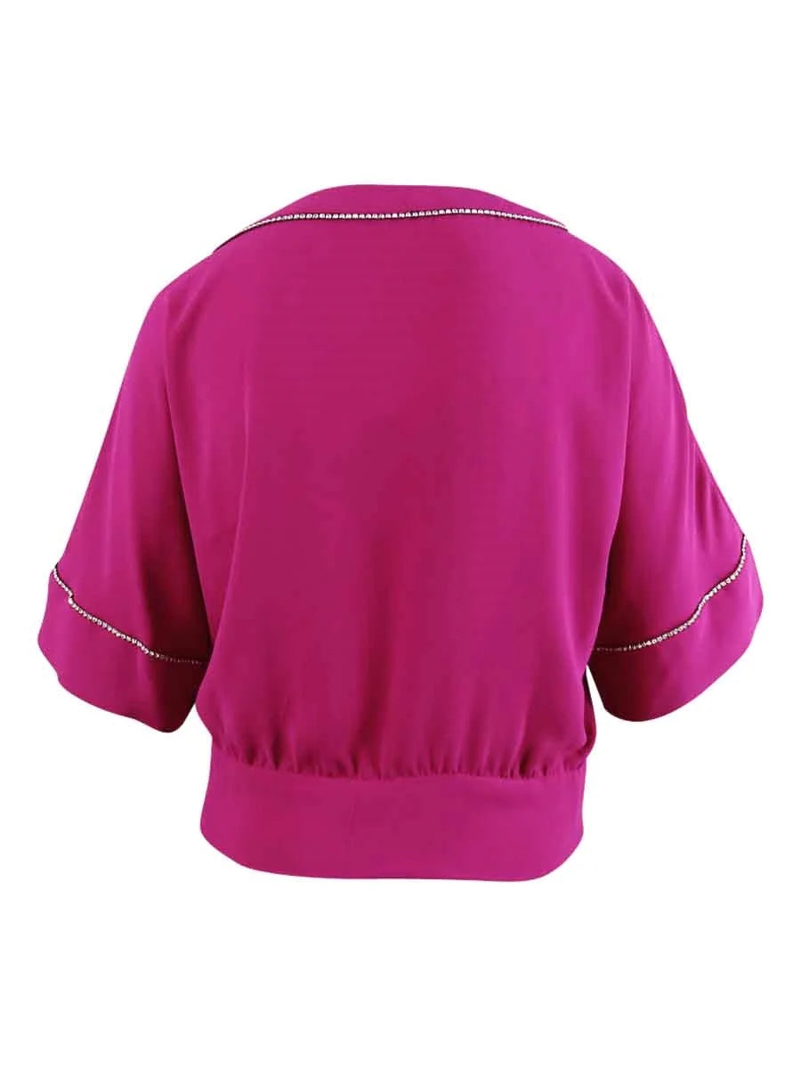Women's Rhinestone-Trim Tie-Hem Top O260890
