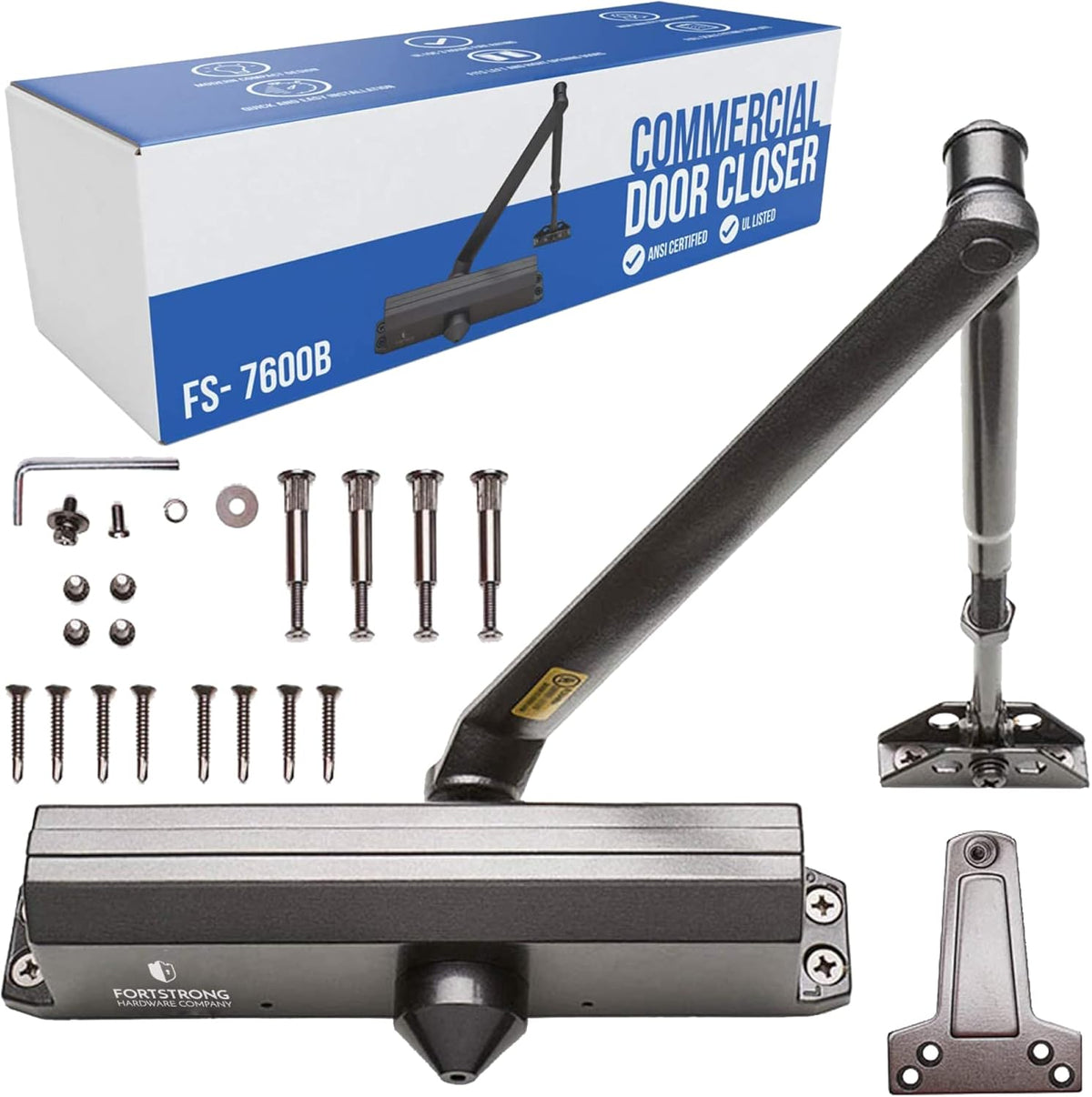 Silver Finish Automatic Door Closer with Hold-Open Mechanism S879