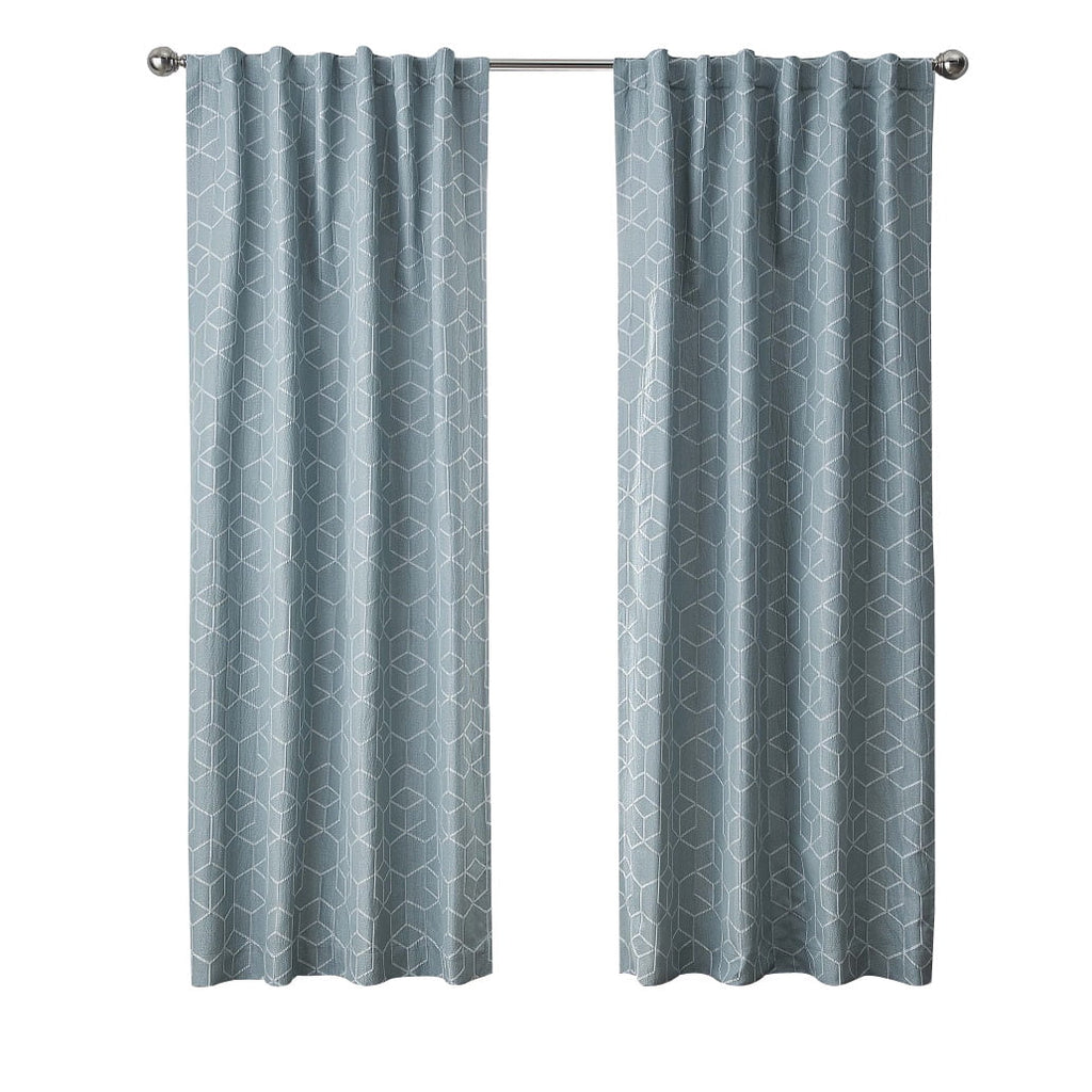 Blackout Geometric Single Curtain Panel, 50" x 84", Aqua Slate Y44920