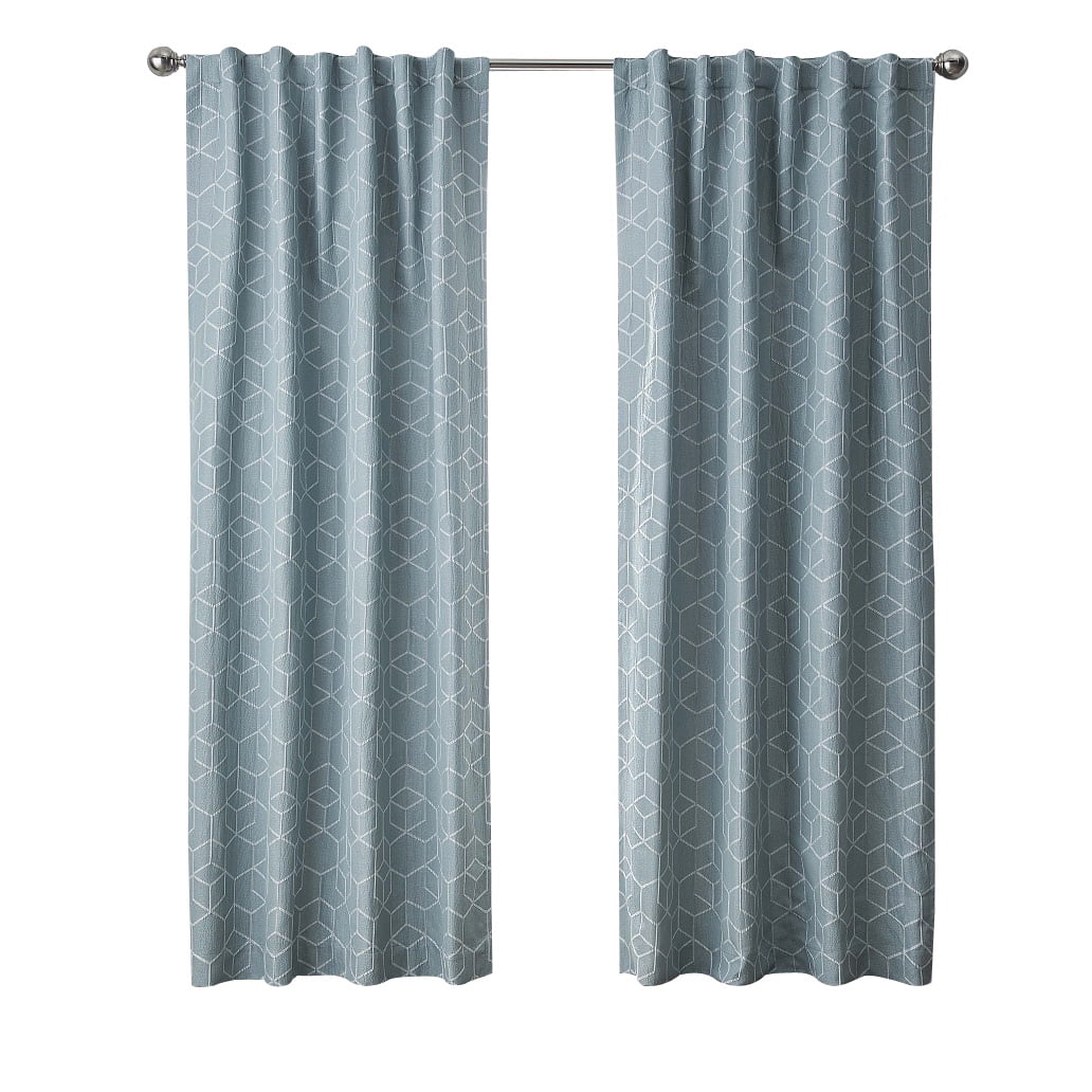 Blackout Geometric Single Curtain Panel, 50" x 84", Aqua Slate Y44920