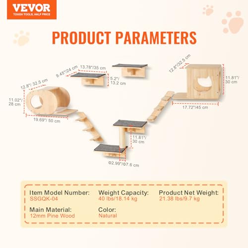 Wall Mounted Cat Shelves Set of 6 B1347