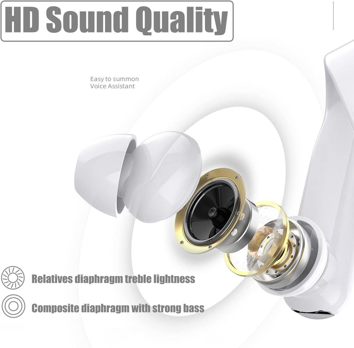 Bluetooth Headset with Mic Noise Canceling Hands-Free D7567
