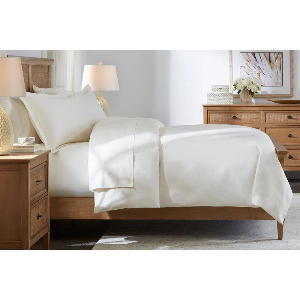 Ivory Egyptian Cotton Sateen 3-Piece Full/Queen Duvet Cover Set Q414