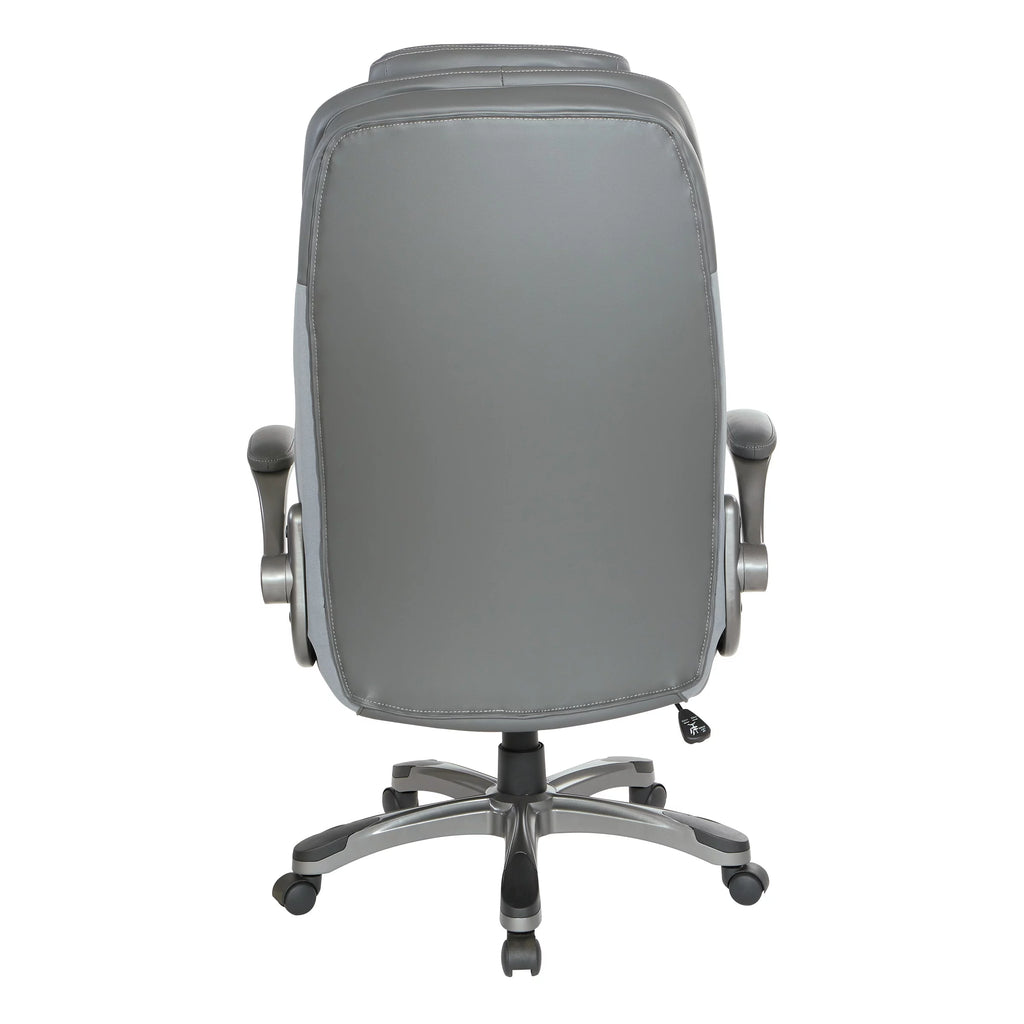 High Back Chair with Grey Bonded Leather and Flip Arms N5700