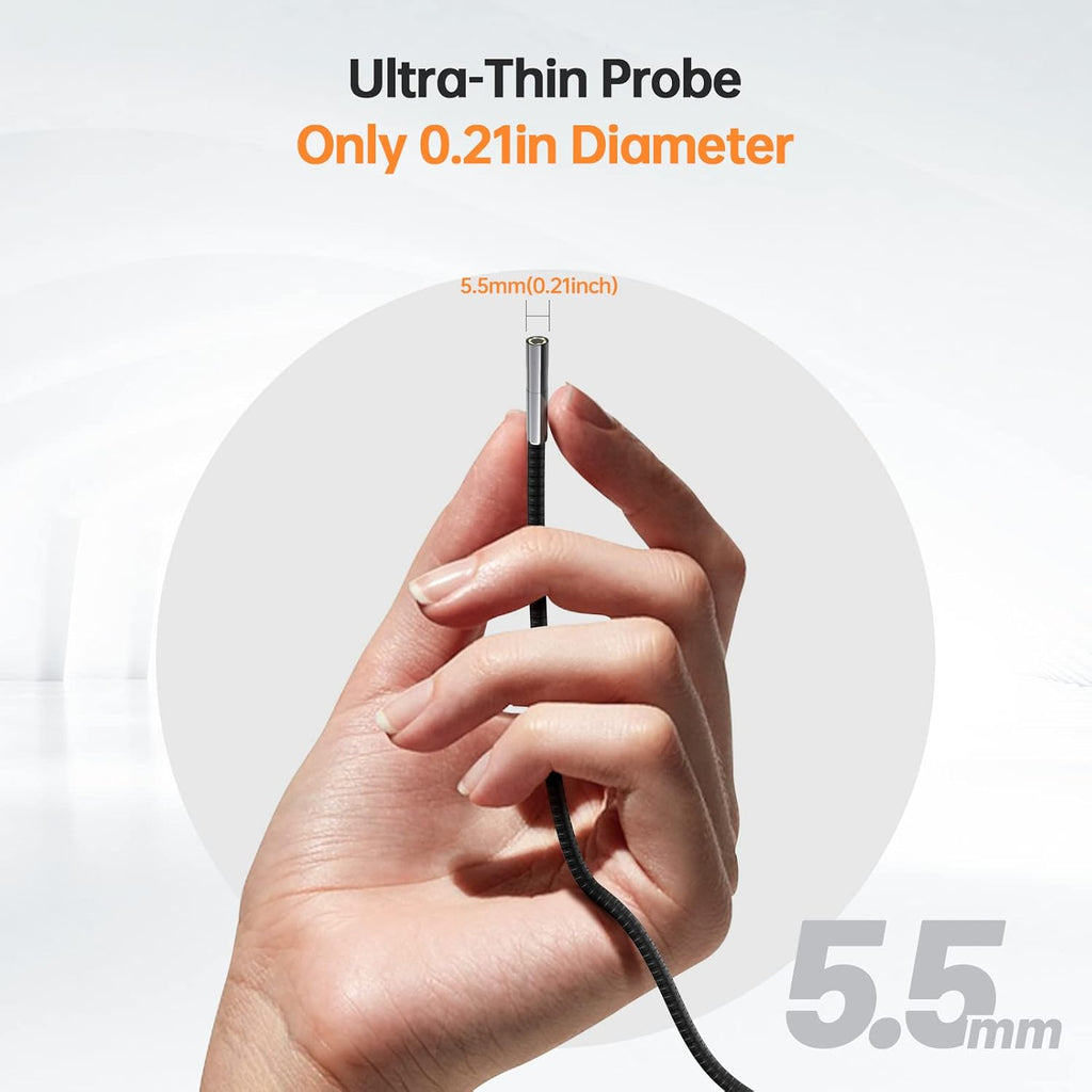 5.5mm Endoscope Camera with Light, Flexible Probe, Waterproof (3m/9.8ft) T898