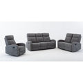 3-Piece Reclining Chenille Fabric Sofa Set Light Gray E4491