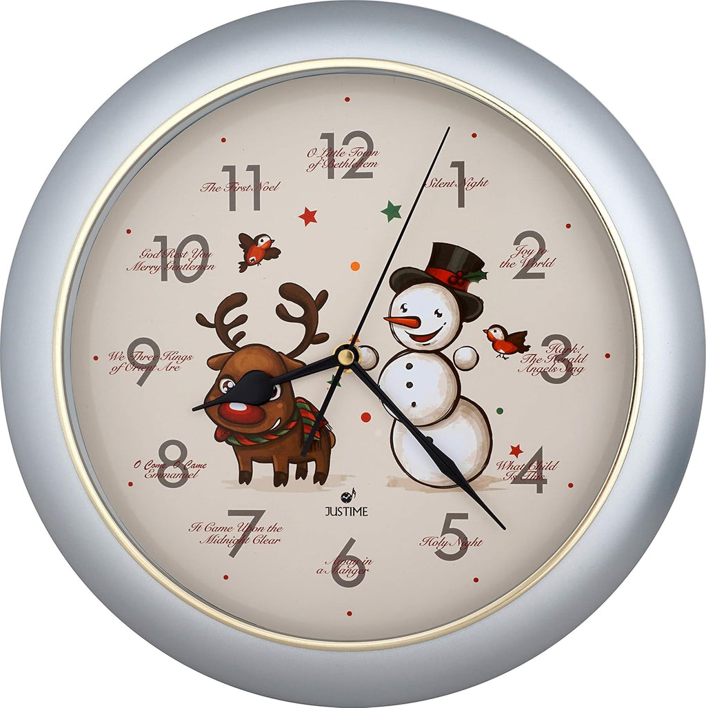 Multi-Color Snowman & Reindeer Wall Clock Mantel Clock E2604