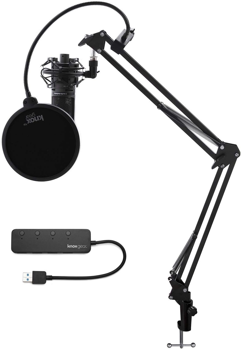 USB Microphone with Boom Arm, Shock Mount and Pop Filter (5 Items) O557