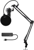 USB Microphone with Boom Arm, Shock Mount and Pop Filter (5 Items) O557