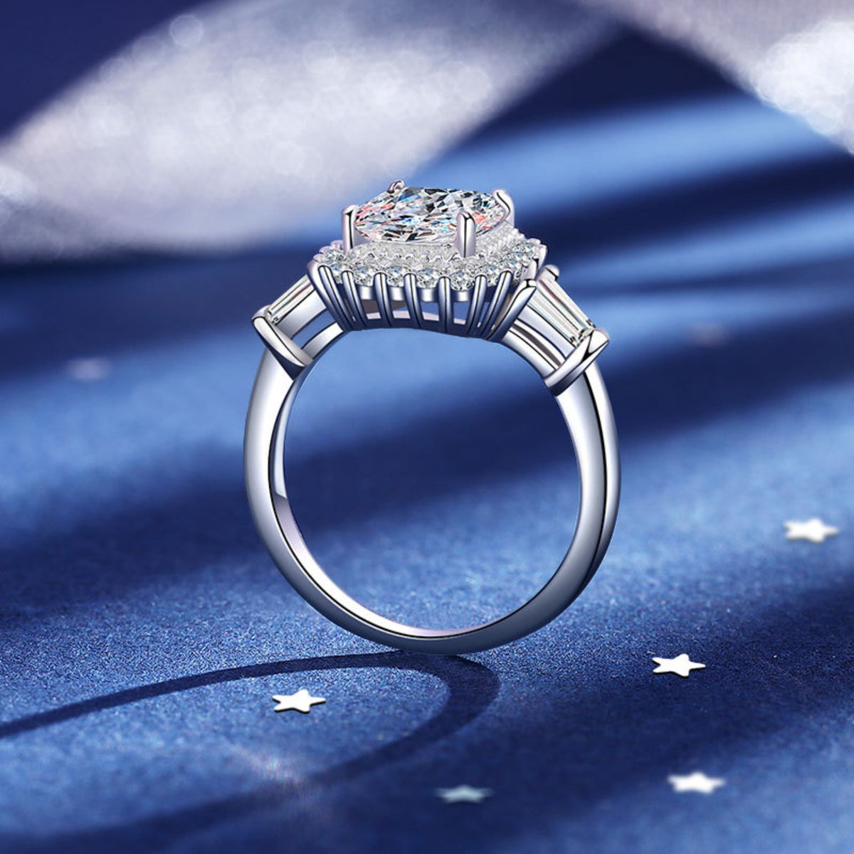 2ct Princess Cut Moissanite Engagement Rings with Certificate C61130