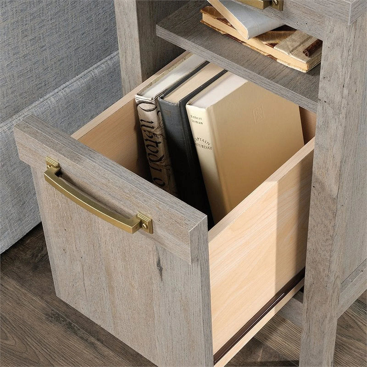 1-Drawer Coastal Engineered Wood End Table in Oak H277