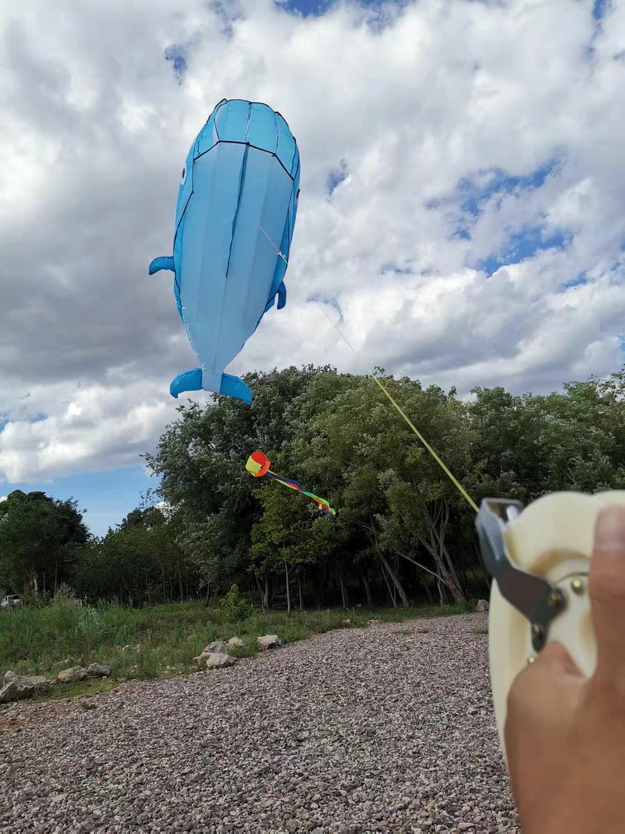 Blue Polyester 78inch Whale Dolphin Kite H8323