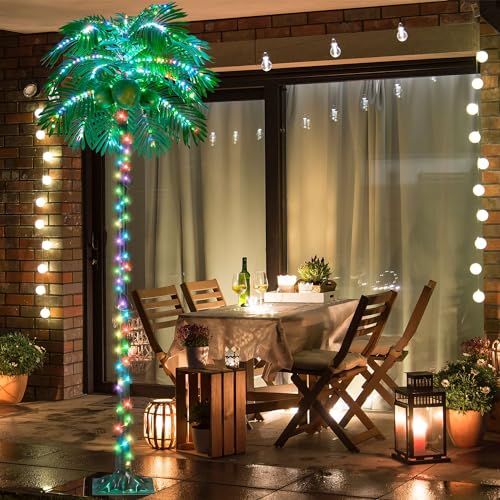 6FT 400 LED Lighted Palm Tree with Coconuts Artificial Palm Tree H4045