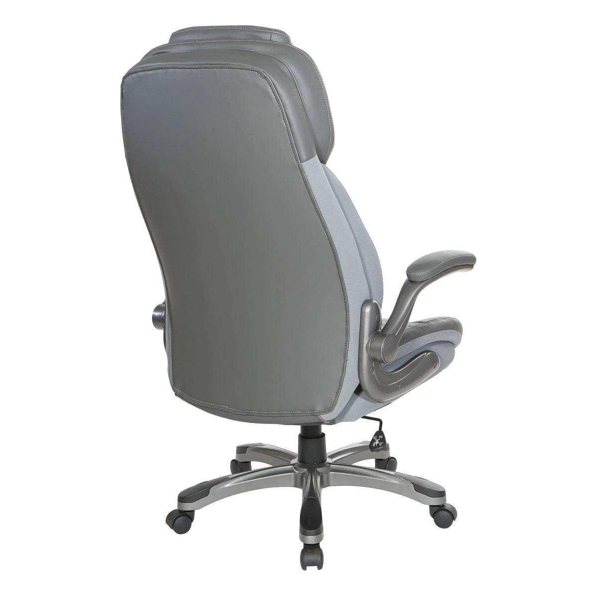 High Back Chair with Grey Bonded Leather and Flip Arms N5700