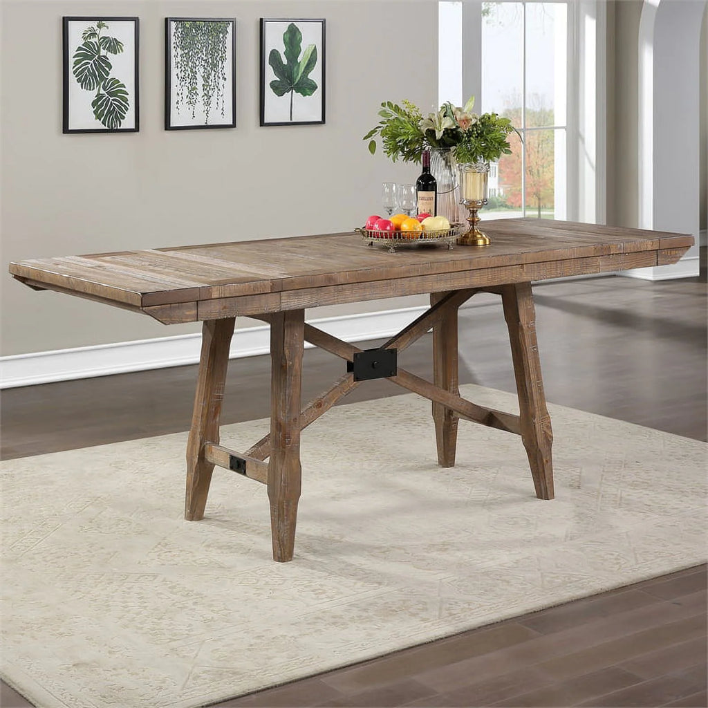 Light Brown Distressed Wood 7-Piece Counter Height Dining Set P156680